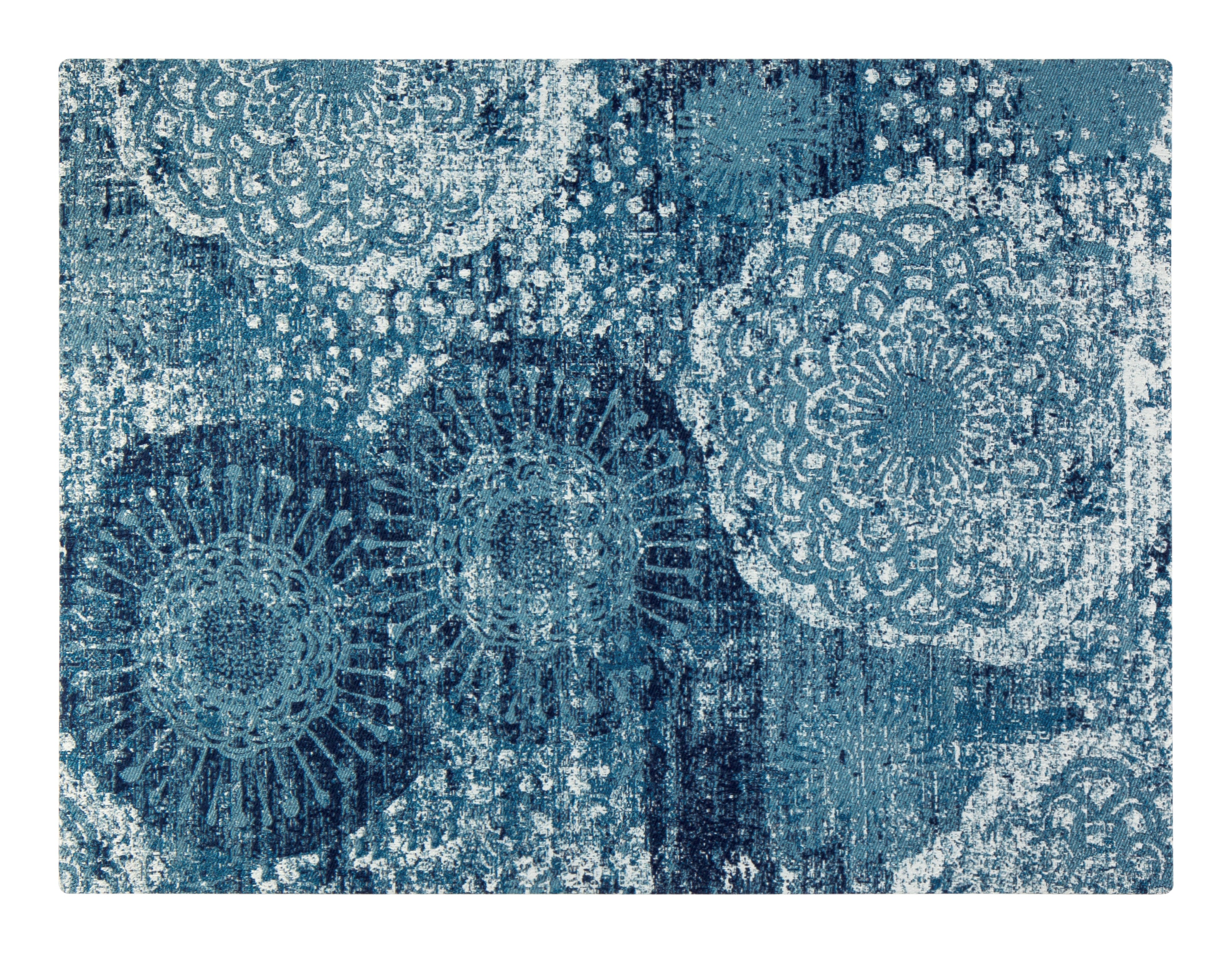 Maldives 1/4 Chair Mat Blue & Ivory