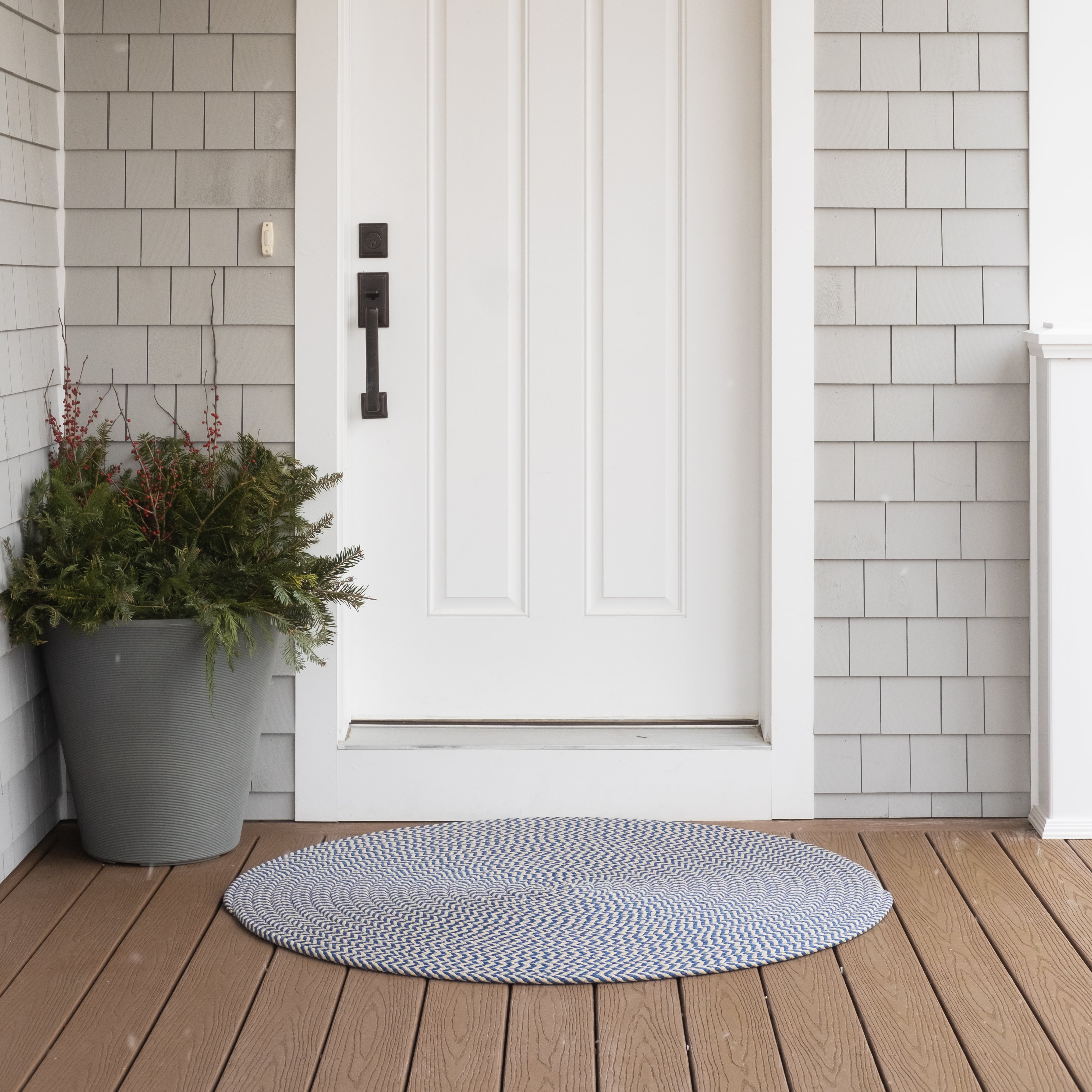 Ibiza Woven Chevron Doormats Marine IB03