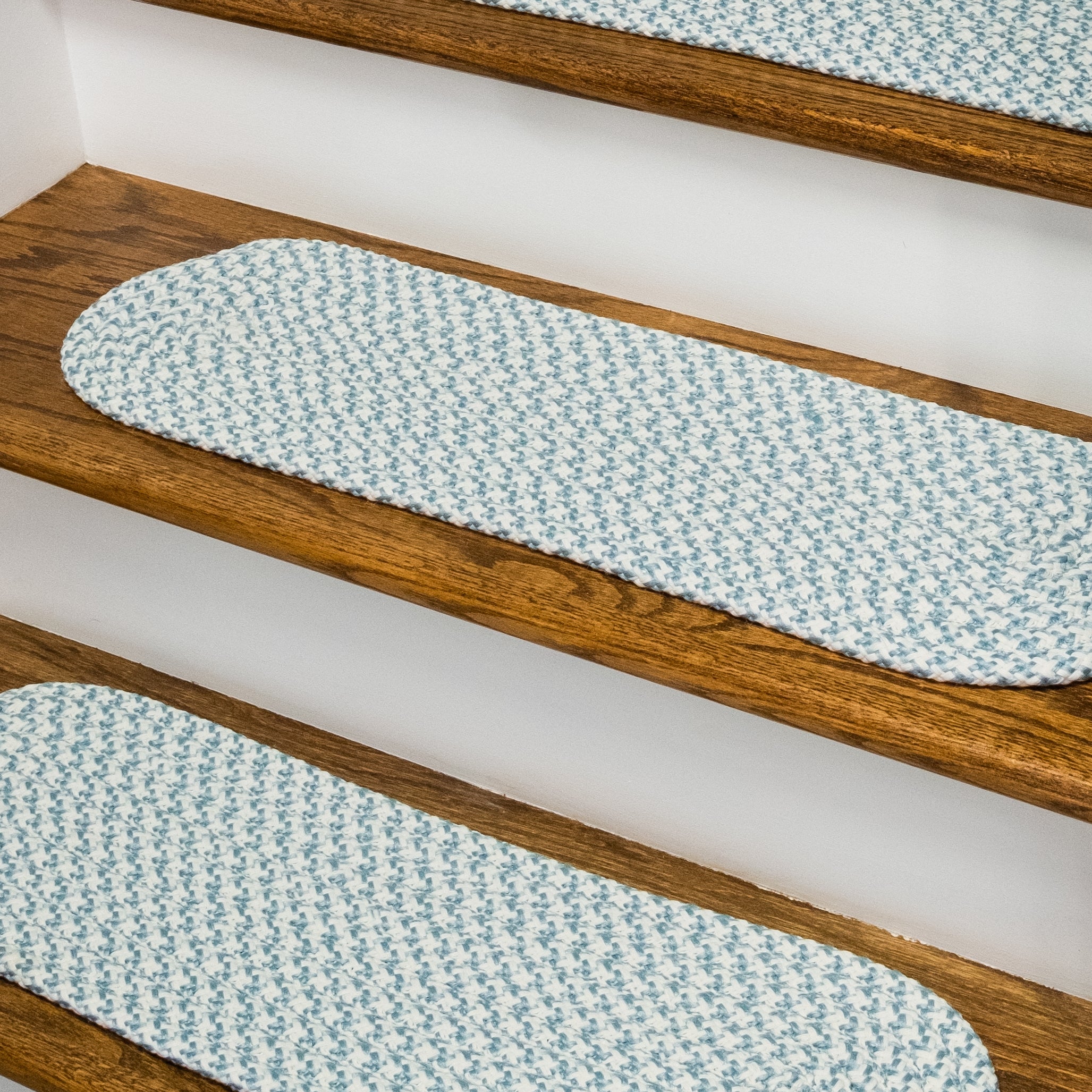 Milton Houndstooth Tweed Stair Treads Blue ON56