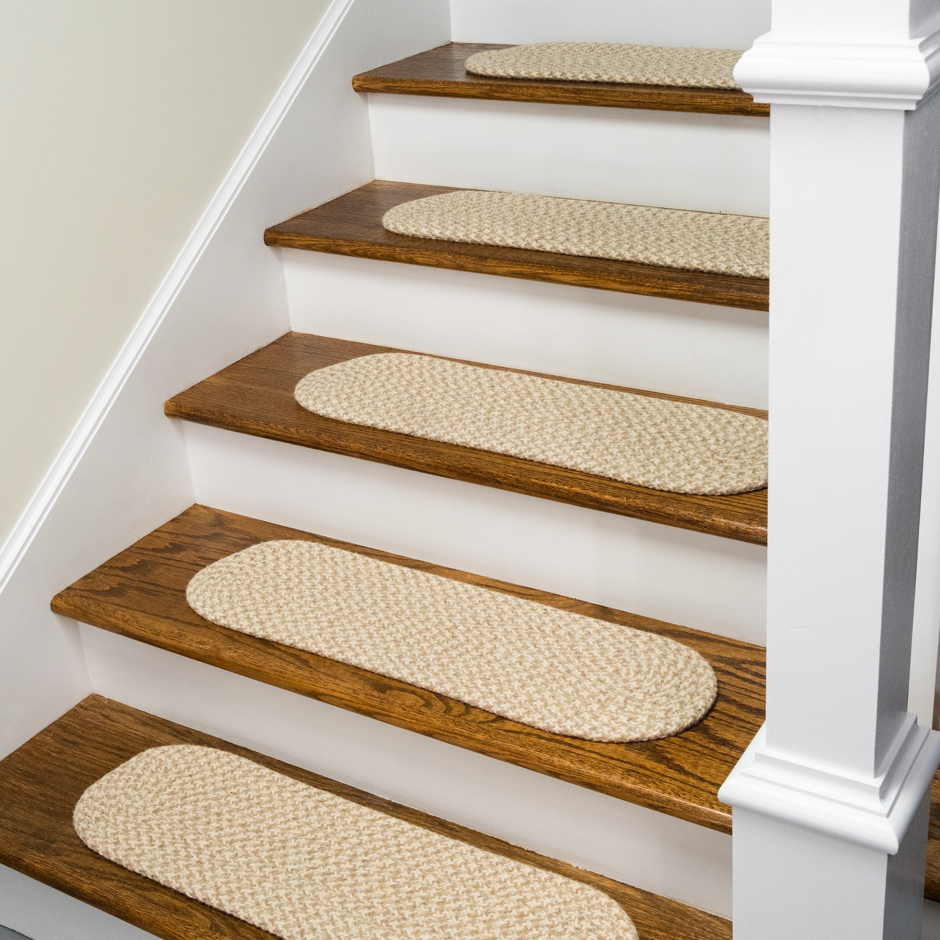 Woven Natural Houndstooth Stair Treads Beige VD33