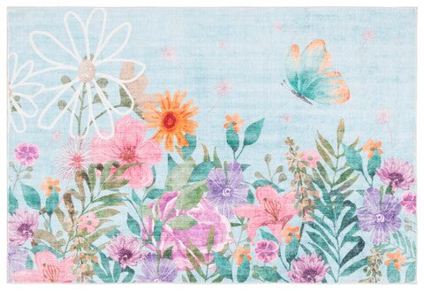 Door And Kitchen Mat DKM338J Aqua / Pink