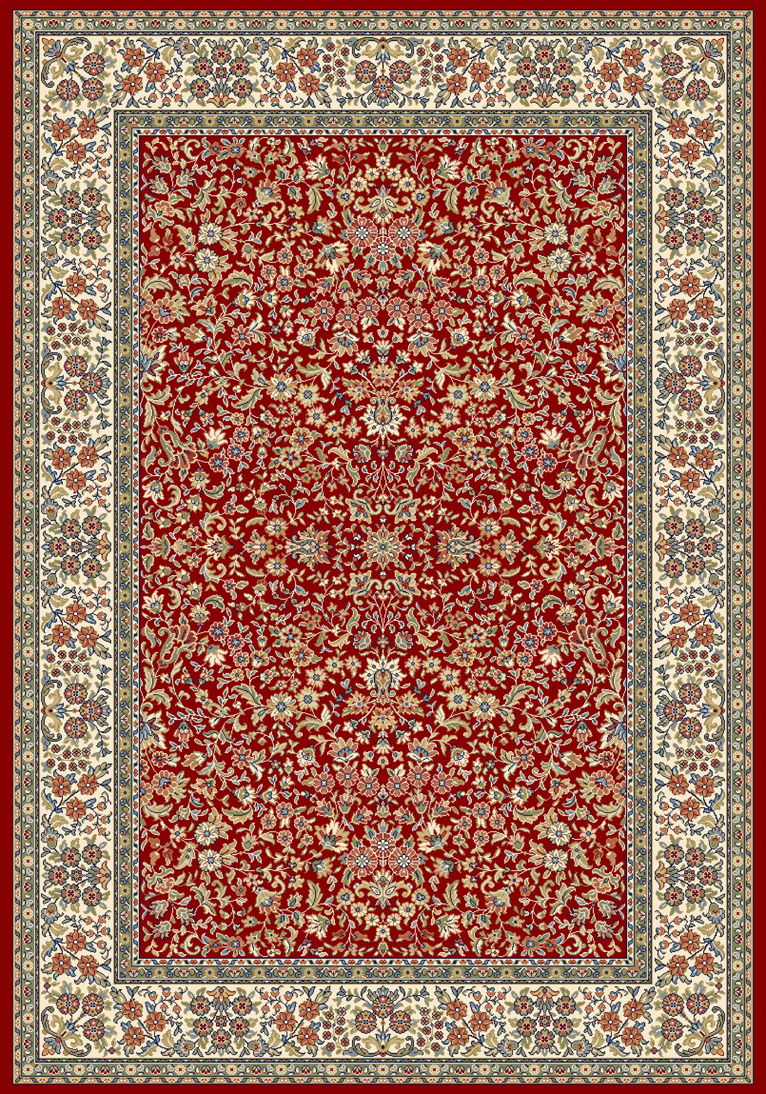 ANCIENT GARDEN 57078 RED/IVORY